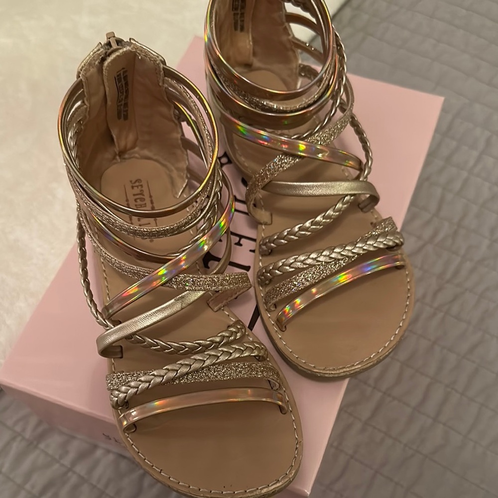 Seychelles Kids Sandals with Gold and Iridescent Straps